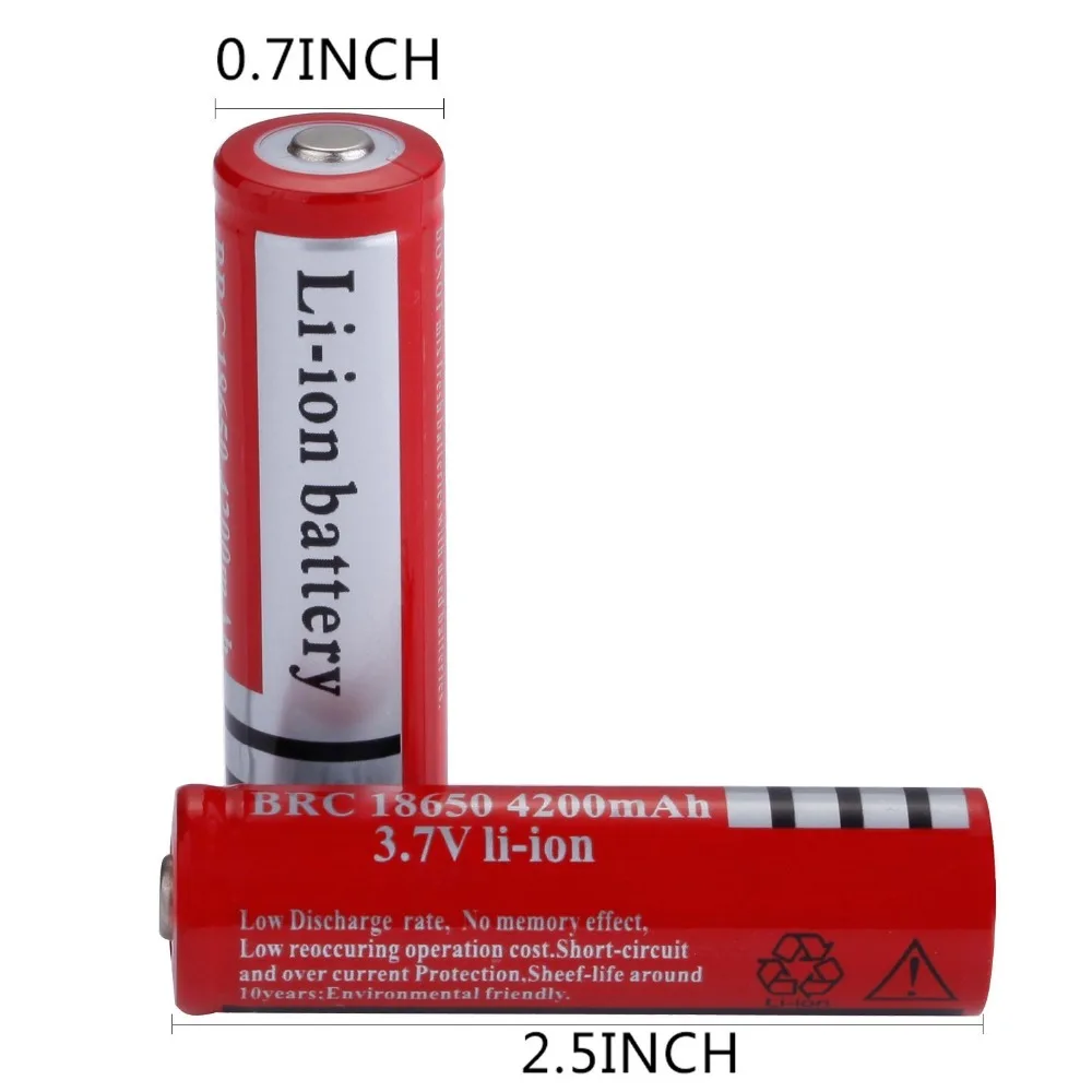 4 шт. 18650 Батарея 3 7 V 4200 мА/ч Перезаряжаемые Li Ion для светодиодный фонарик Фонарь +