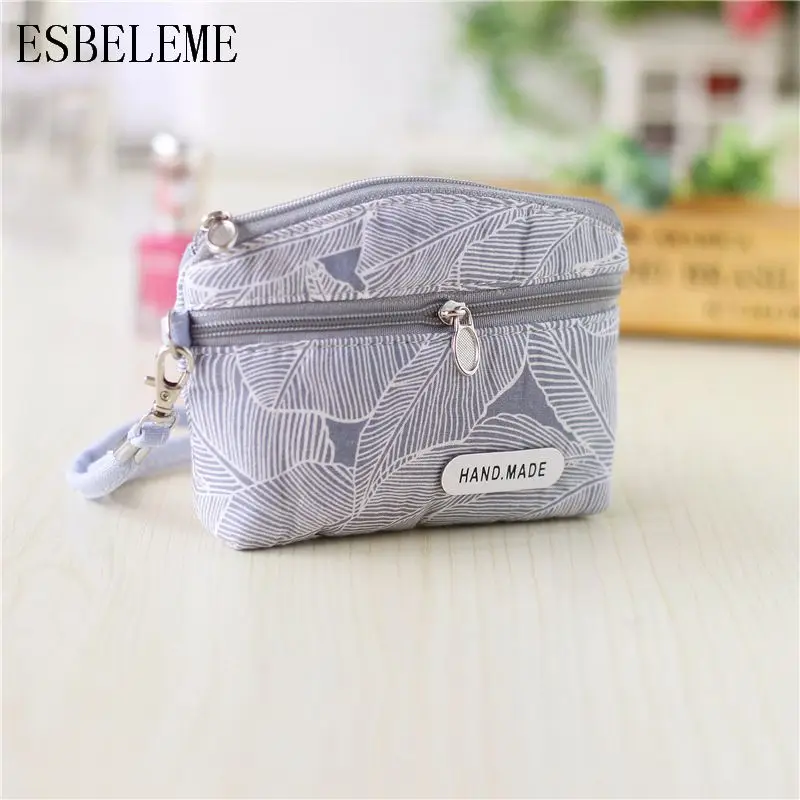 2019 Для женщин матерчатые мешки для на молнии отделение хранения монет лиственным