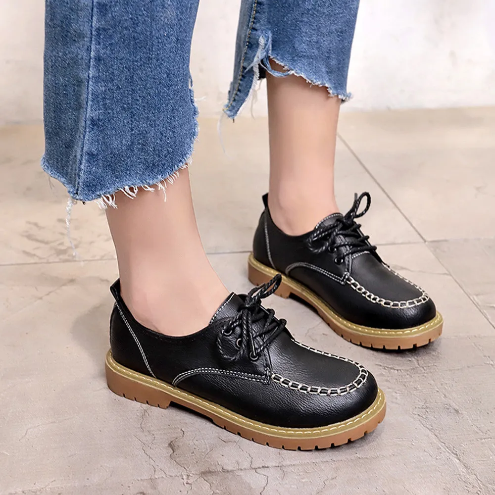 YOUYEDIAN/Женская обувь Модные кожаные повседневные ботинки на плоской подошве со