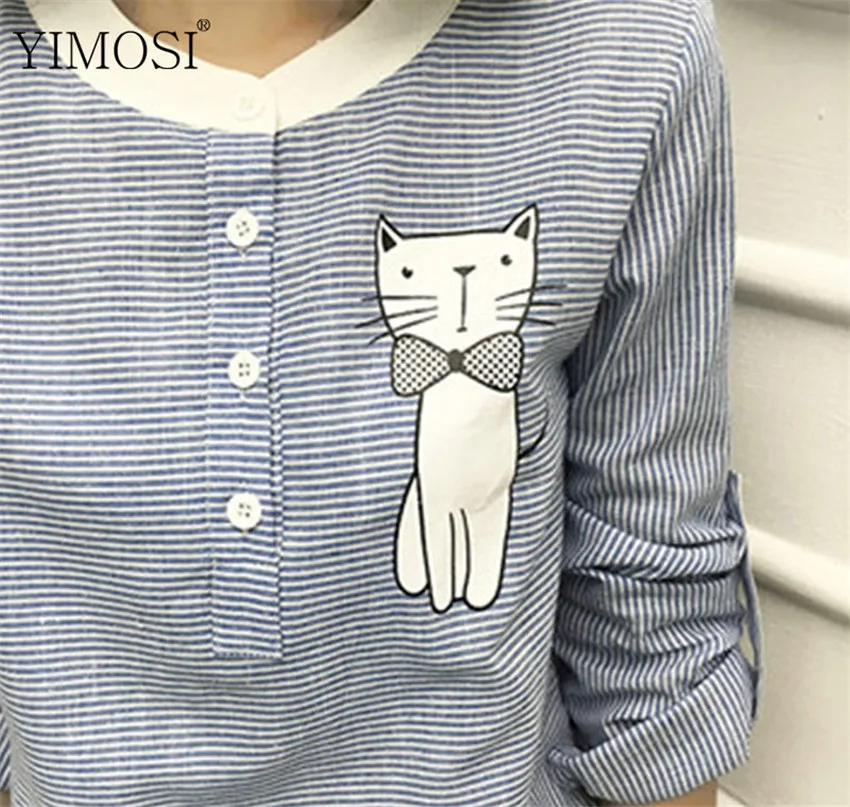 Блузка женская с длинным рукавом из хлопка и льна|ladies clothing|shirt femaleembroidery shirt |