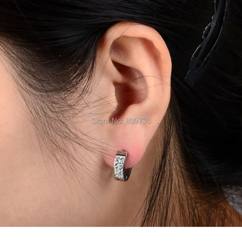 

Cool Crystal 316L Stainless Steel Hoop Huggies Earrings Gauges Hot Punk Men Women Gold Silver Plated Chic Jewelry Drop Ship