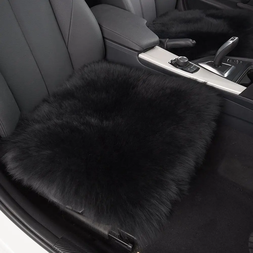 

1 Piece Winter High Quality Long Genuine Wool Fur Sheepskin Black Car Seat Covers