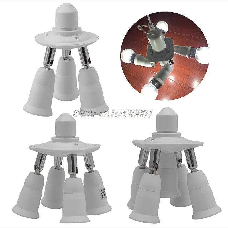 Регулируемый базовый Светильник E27 адаптер лампы держатель Гнездо сплиттер 3/4/5 в