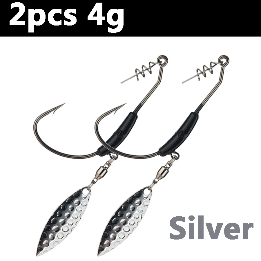 S1-4g-Silver 2 шт. офсетные рыболовные крючки свинцовые взвешенные крюки с ложкой офсетные рыболовные Крючки рыболовные крючки подходят для техасских рыболовных снастей - Цвет: S1-4g-Silver