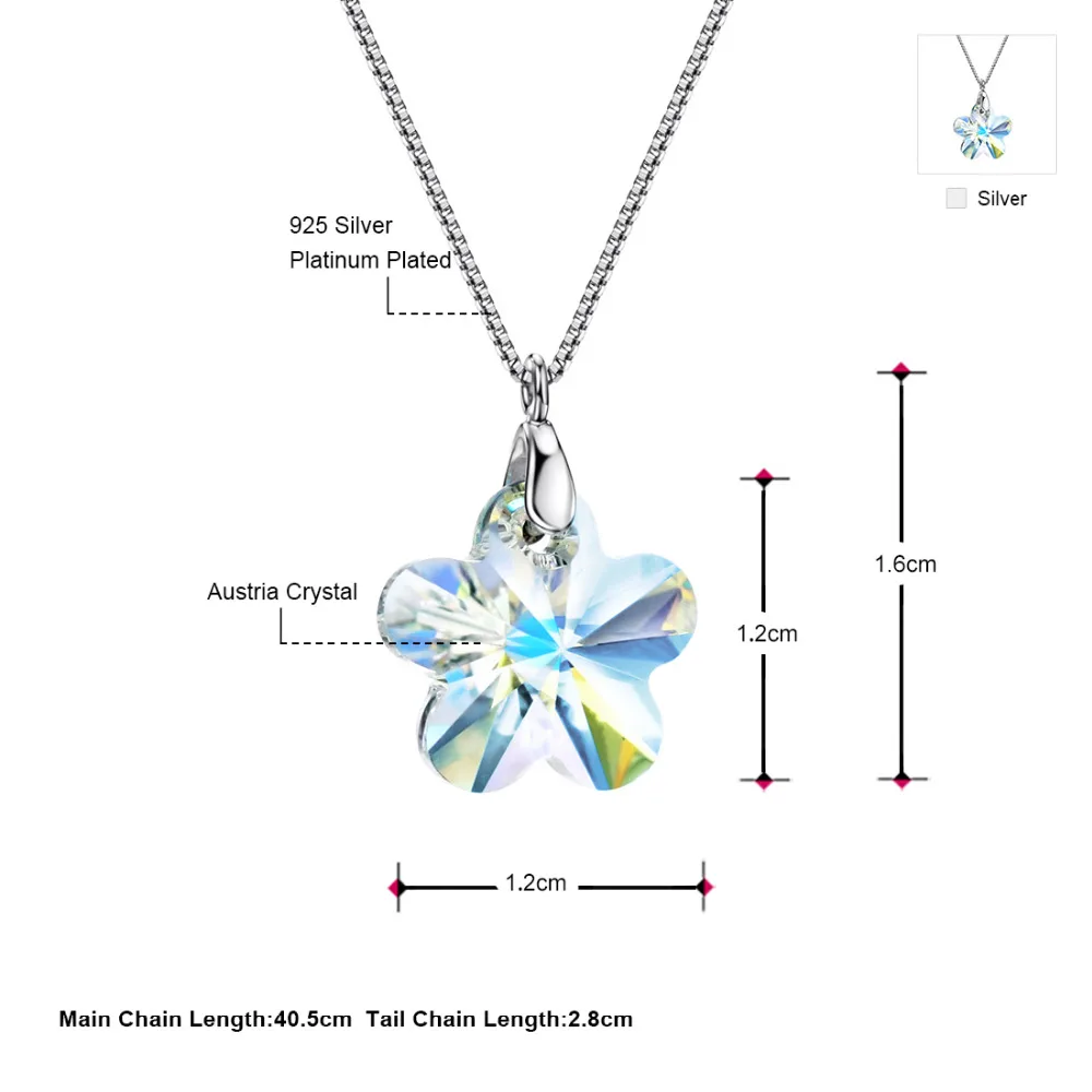 Ювелирные изделия Neoglory кристалл цветущей сливы и серебряная подвеска в виде