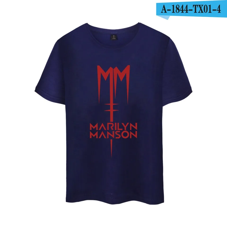 Navy Blue Топ рок-группы Мэрилин Мэнсон, хлопковая футболка, промышленная рок-группа, футболка с коротким рукавом для мужчин и женщин, хип-хоп - Цвет: Navy Blue