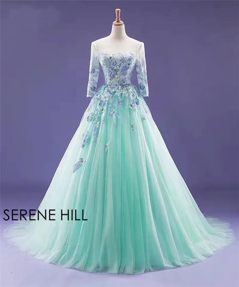 Robe De Mariage мятно-зеленое свадебное платье Тюль с длинным рукавом фотография поезд свадебные Gwons Serene Хилл HM66373