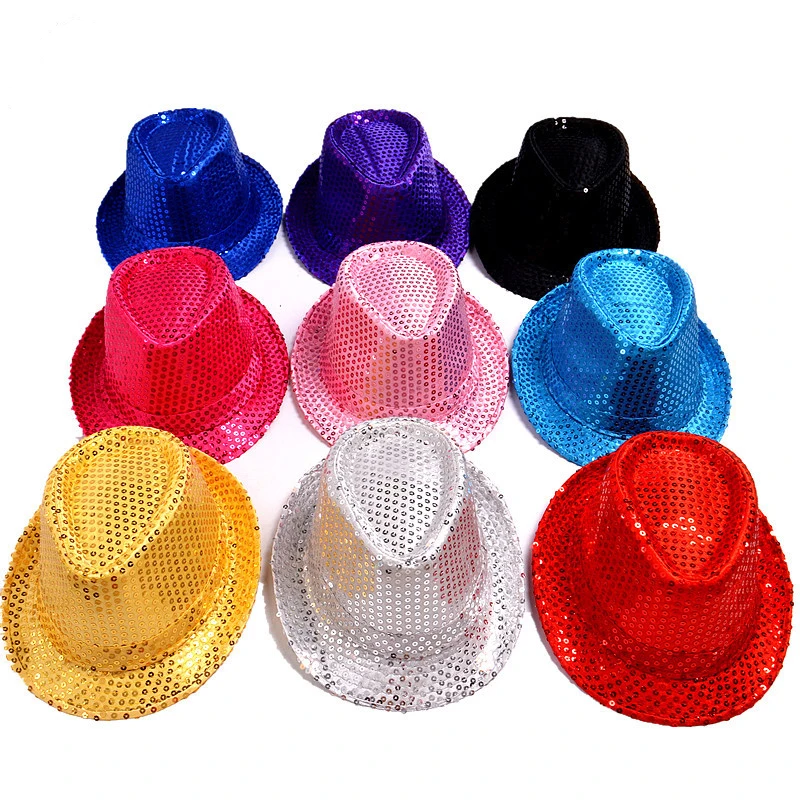 

Sequins paper straw jazz hat cap for Men Women Children Stage Perform formal Hats Fitted chapeau panama caps GH-54