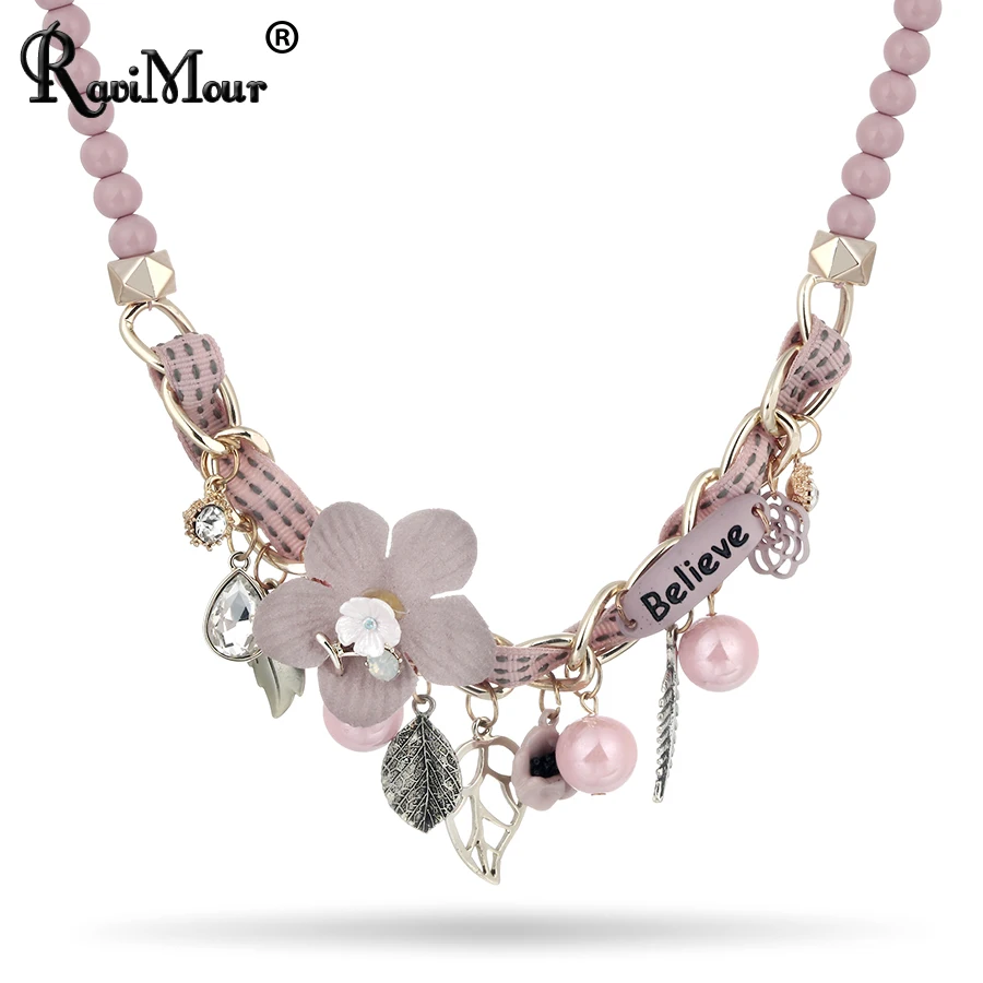 Ожерелье RAVIMOUR Maxi Believe женское модное колье с искусственным жемчугом цветочным