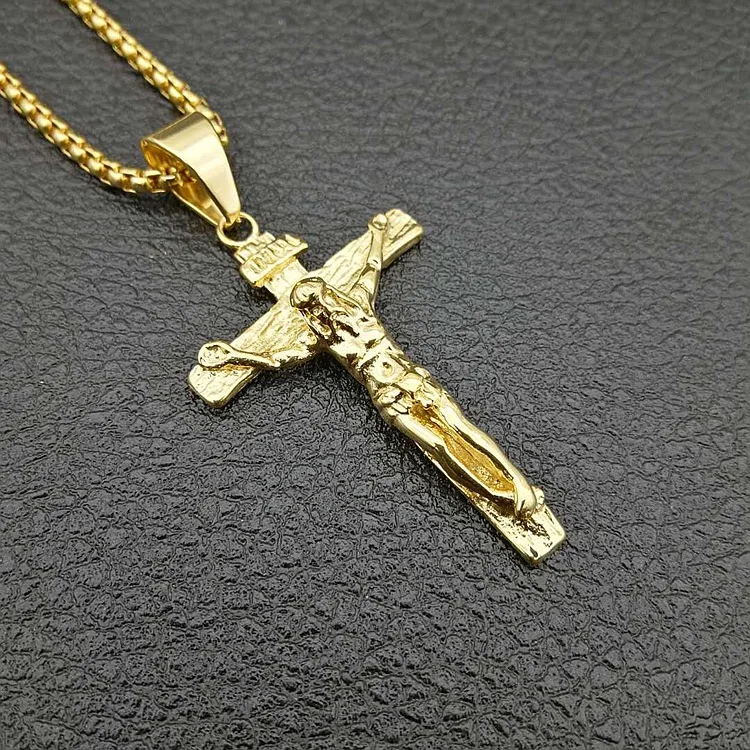 Мужское ожерелье в стиле хип-хоп Jesus Cross Ювелирное Украшение из нержавеющей стали