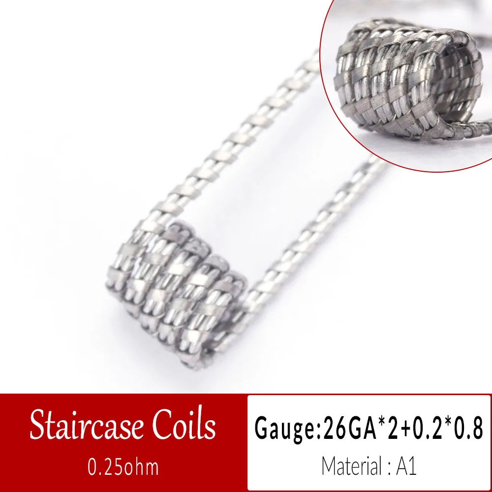 Катушки отец 10 шт./кор. Alien Clapton Flat Twisted Fused Clapton с сопротивлением Quad Тигр нагрева электронная сигарета провод готовые катушки - Цвет: Staircase
