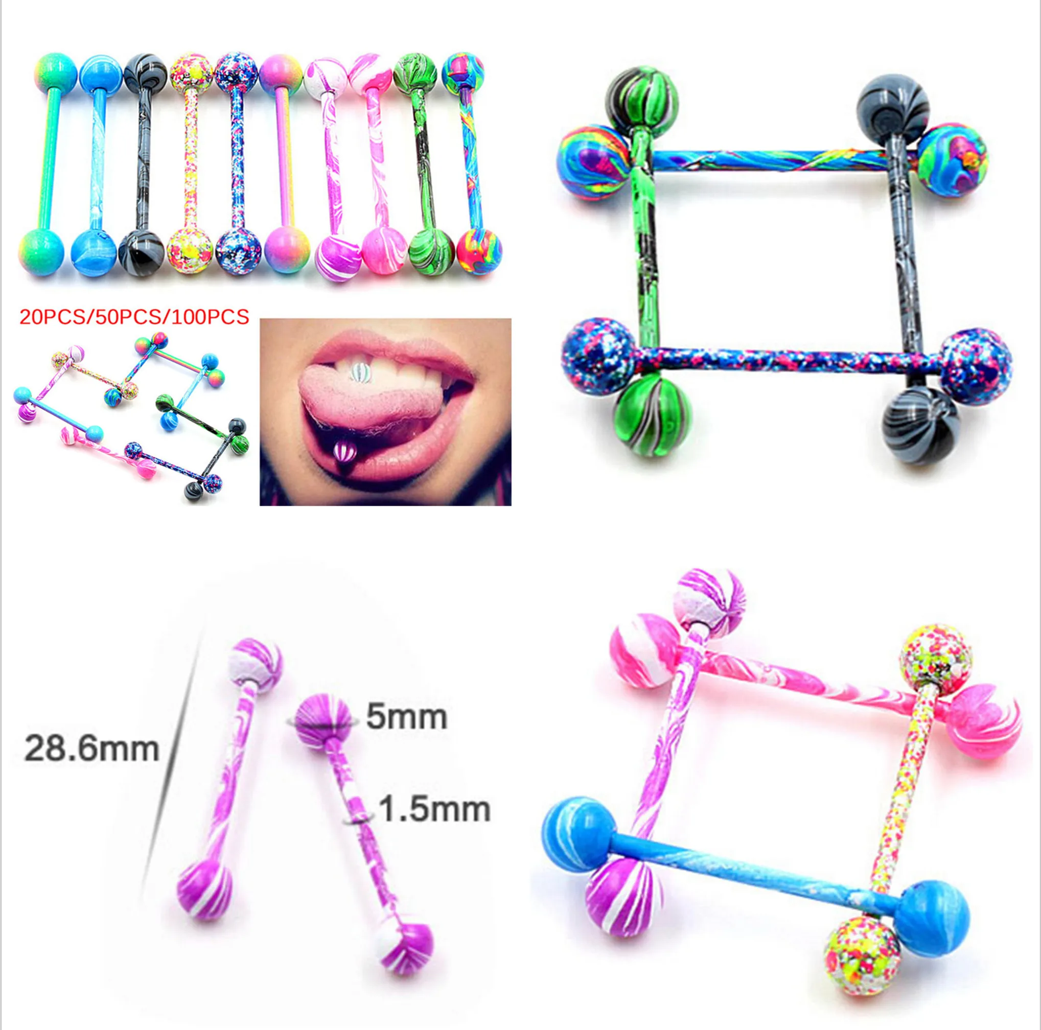 10 шт./лот смешанные цвета модные пупка для живота язычки кольца пирсинг ювелирные