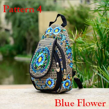 Pattern 4 Blue Этнический Бохо индийский вышитый рюкзак ручной работы рюкзаки с вышивкой сумки на плечо дорожная школьная сумка Sac a Dos Femme - Цвет: Pattern 4 Blue