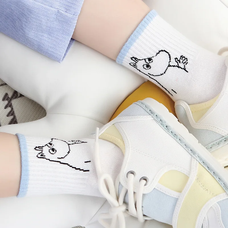 Женские носки трубы Mumin Moomin забавные Бегемот с мультяшным животным обувь средней