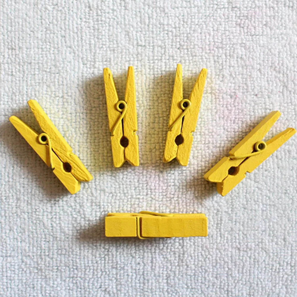 50 шт. Желтый Деревянный Мини прищепки 35 мм деревенский ремесло колышки как