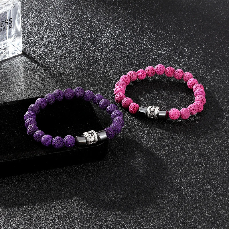 Винтажный Тибетский буддизм вулканический камень браслет Женский шесть