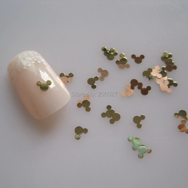 Металлическая наклейка с милой мышкой для дизайна ногтей 100 шт. металлическая