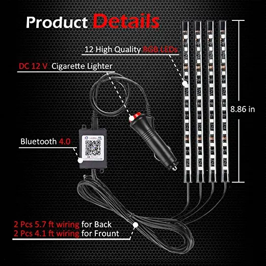 Новый 12 светодиодный Bluetooth телефон управления автомобиля полоса светильник