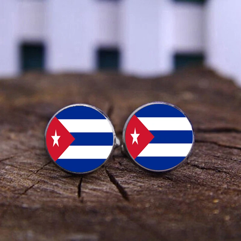 Винтажные мужские запонки Классические Национальный флаг Кубы ручной работы в