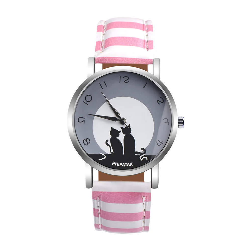 Hesiod Relogio Feminino женские часы с двумя кошками роскошные брендовые кварцевые для