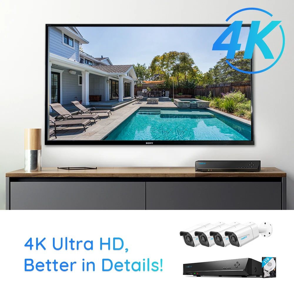 Камера видеонаблюдения Reolink комплект видеорегистратора 4K 8 каналов Мп s plus NVR 2 ТБ