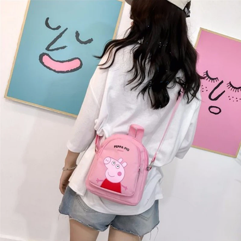 Peppa Pig Toy Cartoon Character Action Figure Backpack High Quality Material Nylon Cloth Cartoon Bag School Bag Children's Gift