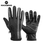 Зимние велосипедные перчатки ROCKBROS, с сенсорным экраном, теплые непромокаемые велосипедные перчатки с пальцами, с защитой от ветра
