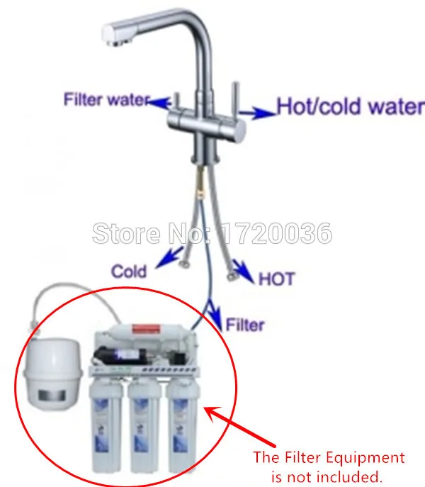 Rolya Твердый латунный Alba черный кухонный кран осмос три потока смеситель для
