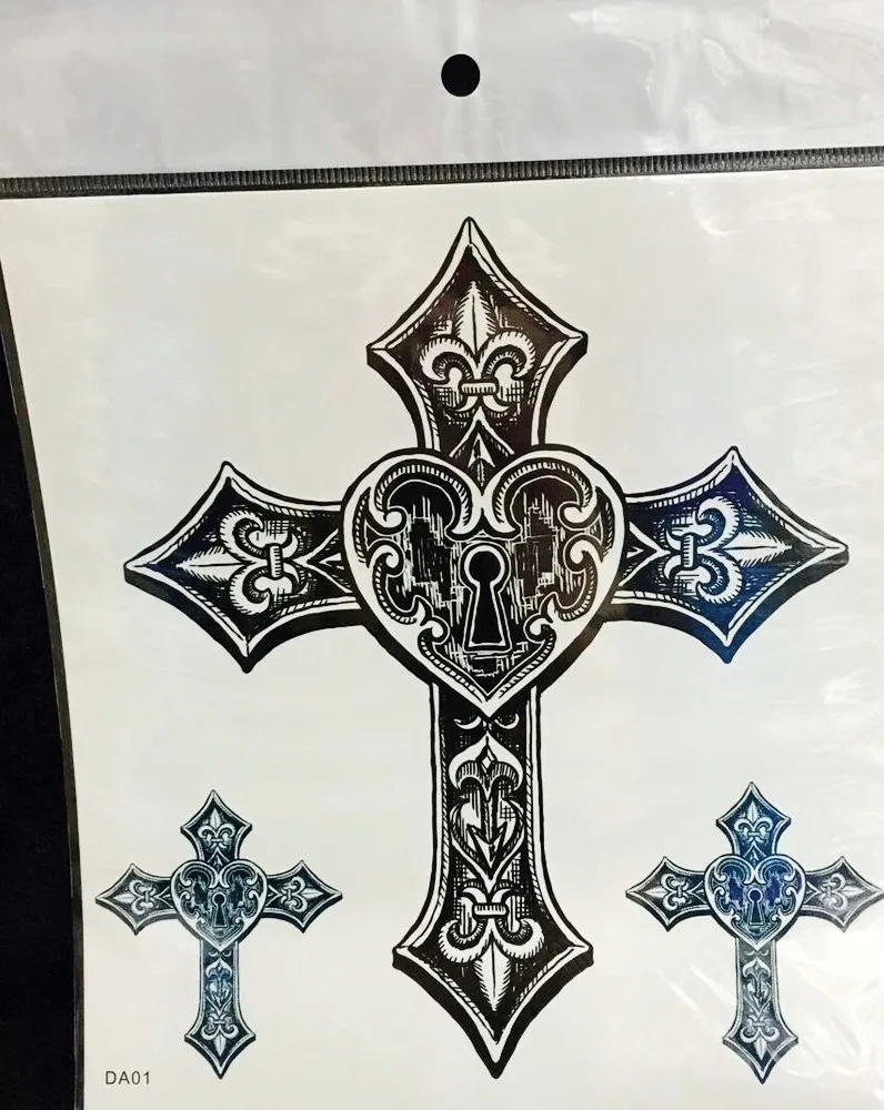 1 шт. Для мужчин Временные татуировки Стикеры большой татуировки тотем крест цвет: черный, синий Для мужчин рукоятки татуировки Средства ухода за кожей Книги по искусству Для мужчин Для женщин тату назад tatuagem