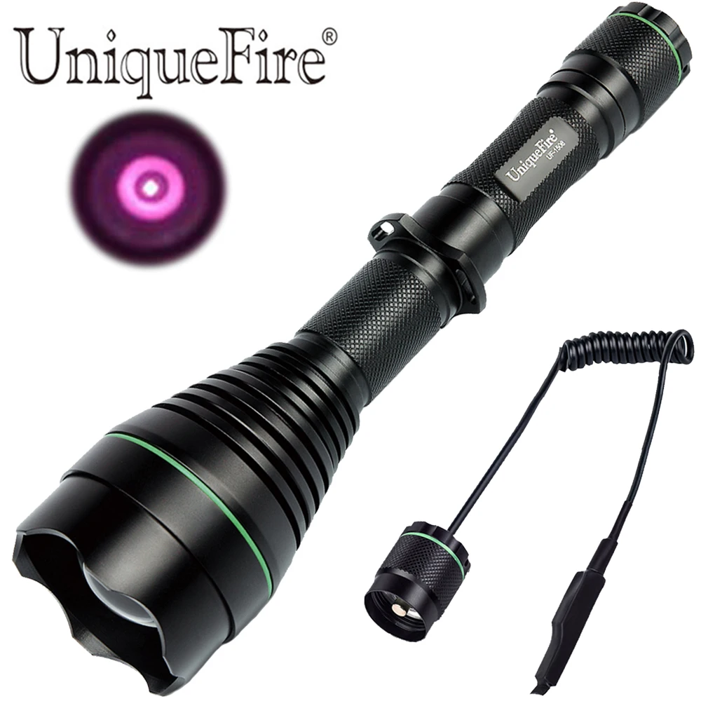 UniqueFire 1508 IR 940nm Led Flashlight 50mm lens Infrared Invisible Light Torch with Dual Control  Remote Pressure Rat Switch