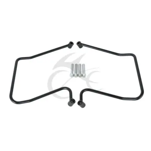 Пара черный хромированный для седельной сумки поддержка скобы Harley Dyna Fat Bob Wide Glide