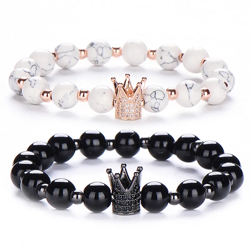2 шт./компл. кристалл золотой сплав Медь Корона браслет для женщин Белый Черный