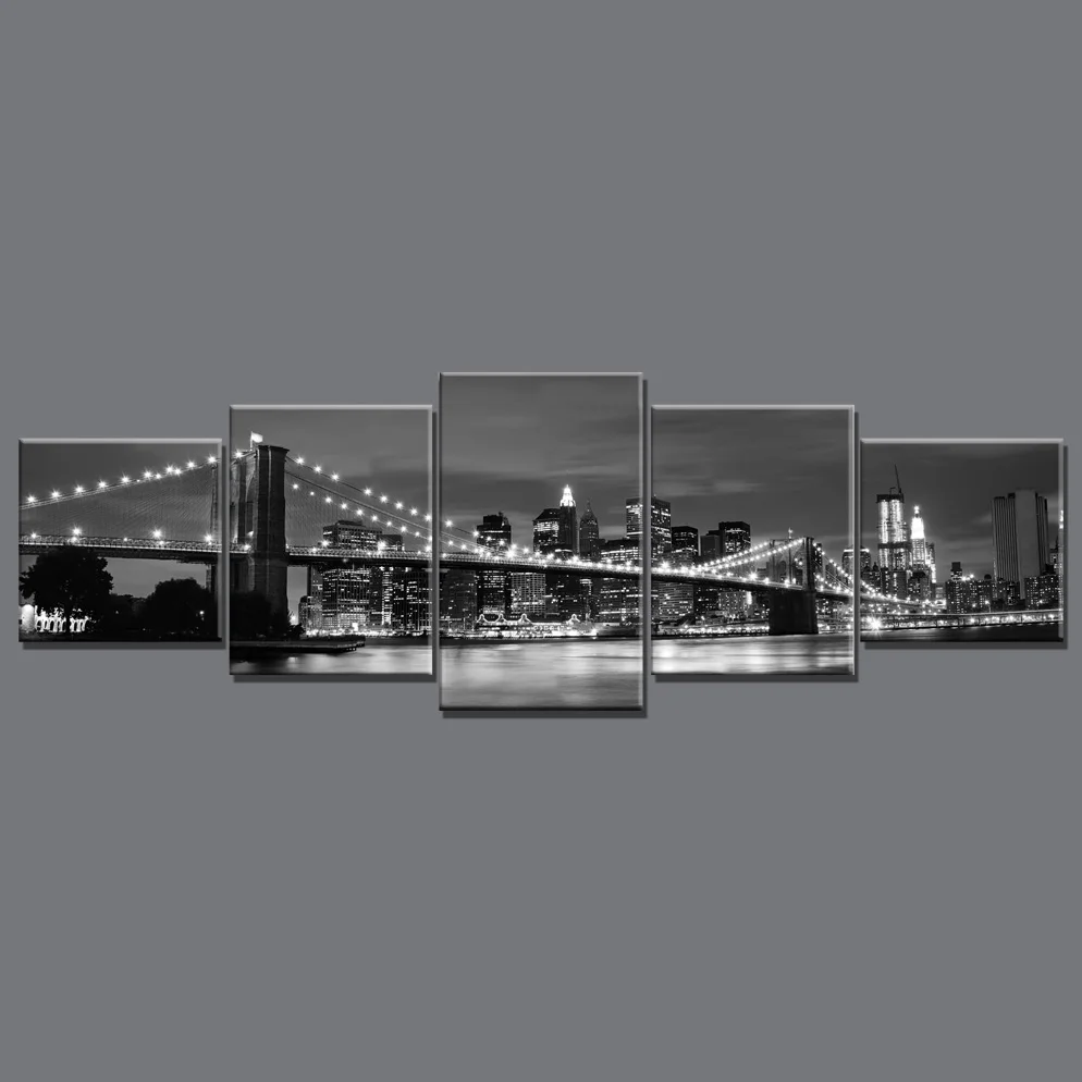 Модульные картины из 5 предметов современные на холсте в Нью Йорк Бруклинская