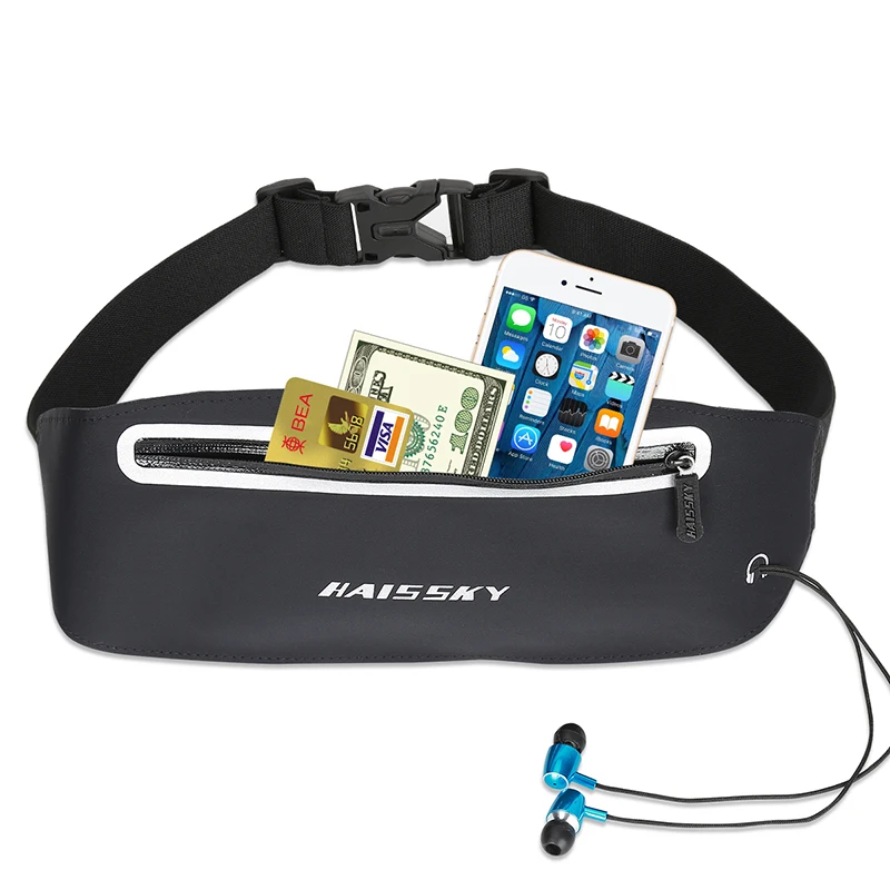 Сверхтонкая поясная сумка Haissky для бега регулируемый ремень светоотражающая
