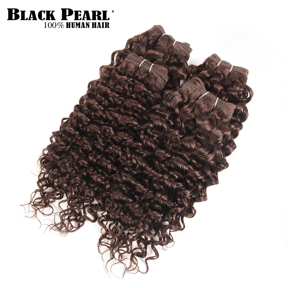 Черные Перламутровые кудрявые человеческие волосы пучки 4 шт один пакет 190 г