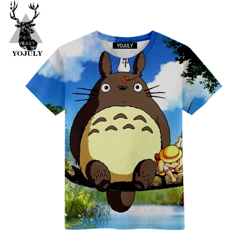 YOJULY 2019 Kawaii Totoro Детская футболка с 3D принтом Новые Топы для мальчиков и девочек