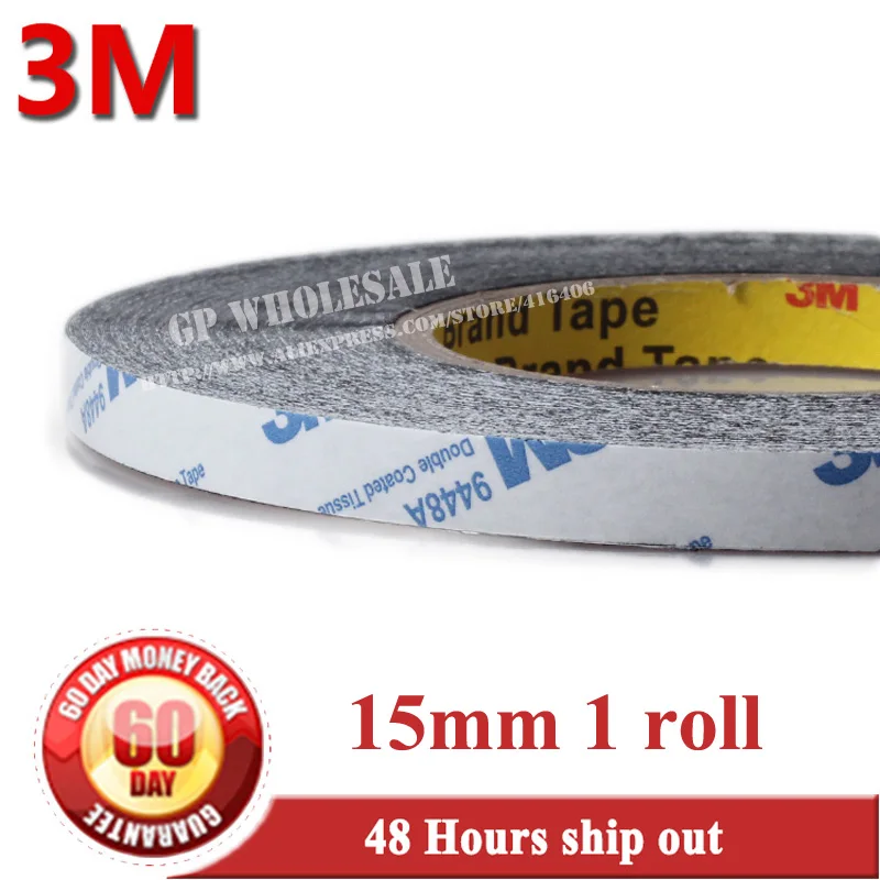 

Promotion 1x 15mm*50 meters 3M 9448 Black Double Sided Tape for Samsung HTC Iphone Ipad Tablet Screen LCD Display Repair