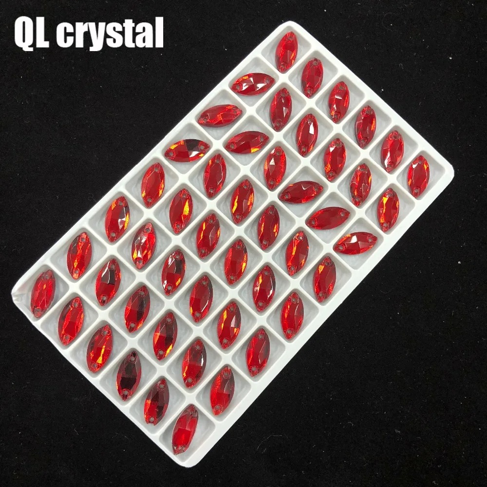 Все размеры красный Navette пришивные стразы с плоской задней поверхностью маркиз