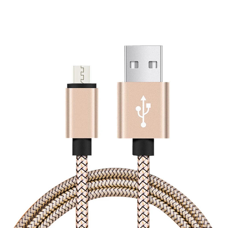 Золотой Micro USB кабель 1 м 2 м 3 м Быстрая зарядка нейлоновый USB синхронизация данных мобильный телефон Android адаптер зарядный кабель для samsung Xiaomi кабель - Цвет: Золотой
