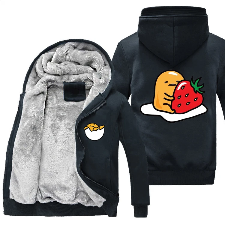 Высокое качество унисекс любителей gudetama куртка толстовки, куртки, свитера студентов мультяшка Гудетама влюбленных Пара теплые толстовки пальто куртка