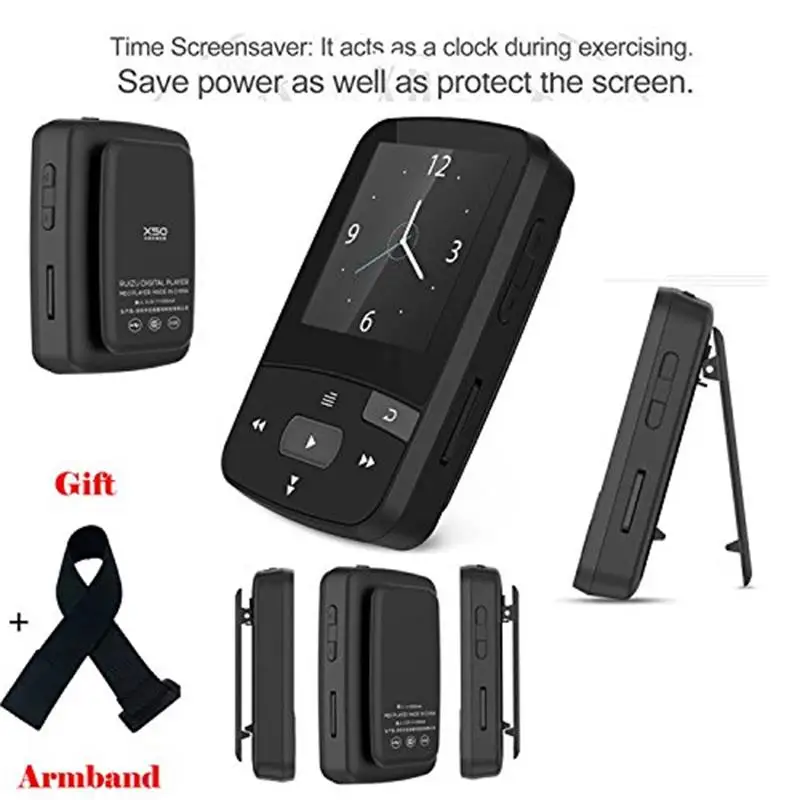 16GB Bluetooth MP4 музыкальный плеер с зажимом для спорт CHENFEC C50 Портативный FM радио Bluetooth шагомер+ спортивная повязка на руку
