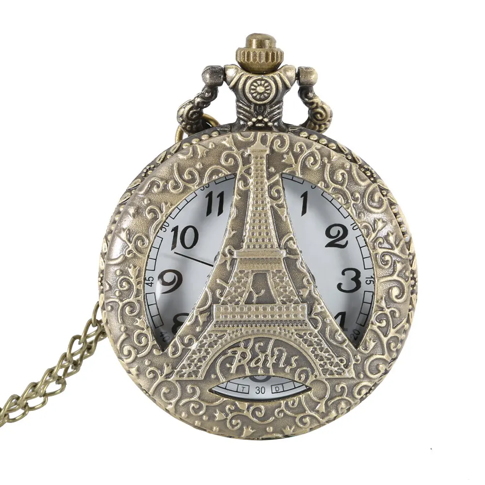 Часы с подвеской и цепочкой винтажные карманные часы в виде Эйфелевой башни |