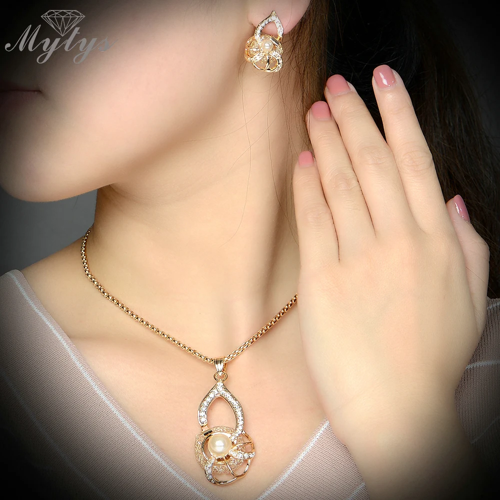 Новое поступление жемчужное и хрустальное ожерелье Mytys с кулоном серьги из