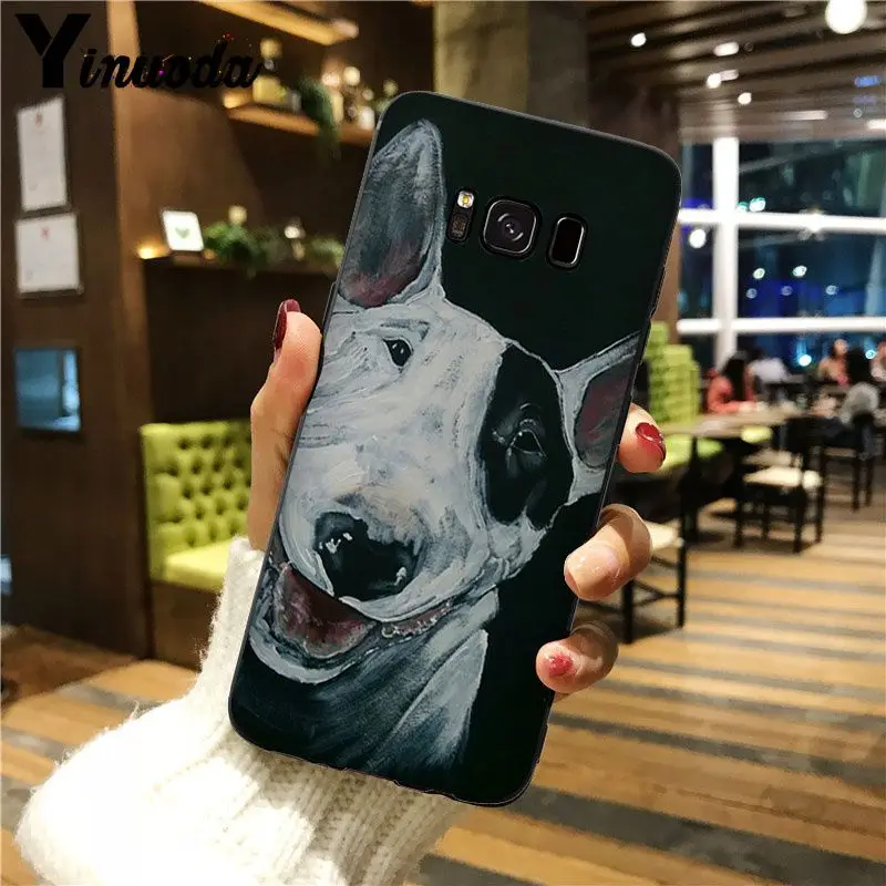 Yinuoda Бультерьера с бультерьером собакой Smart Cover Черная мягкая крышка чехол для телефона для GALAXY s5 s6 edge plus s7 edge s8 plus, s9 plus
