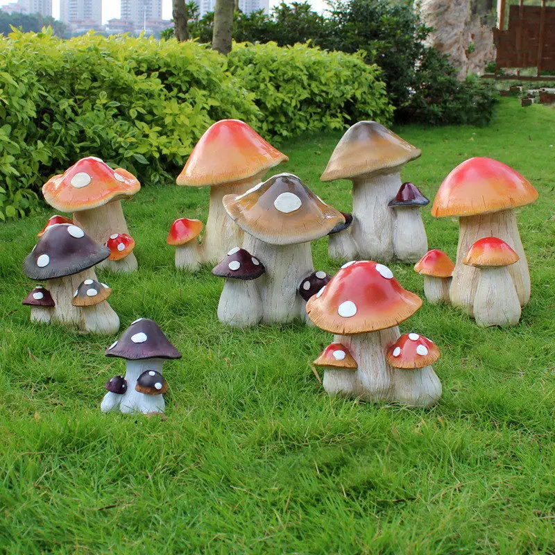 

Simulated Mushroom Garden Ornaments Outdoor Statues Landscape Simulation Mushroom Resin Crafts Figurines Yard Lawn Decoration