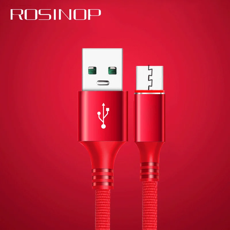 Rosinop 2.4A нейлоновый кабель для быстрой зарядки iphone 7 plus 8 xs max Android OTG Micro USB шнур