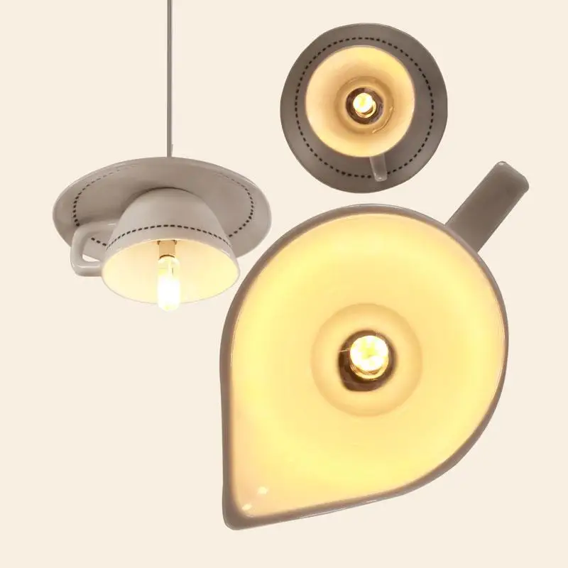 Светодиодная лампа оригинальная белая керамическая чашка подвесной светильник