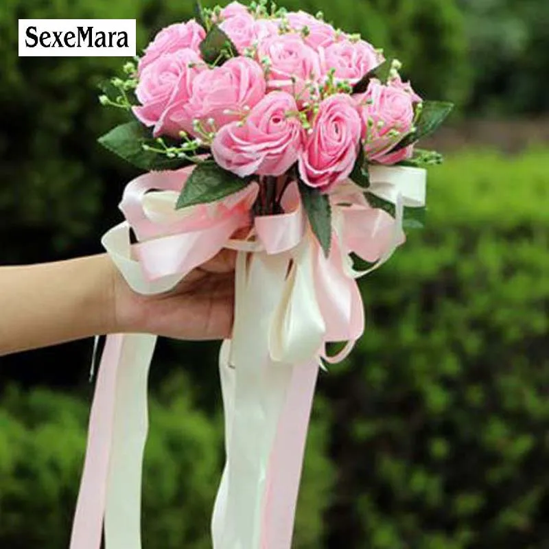 SexeMara фиолетовый розовый красный свадебный букет искусственный женский
