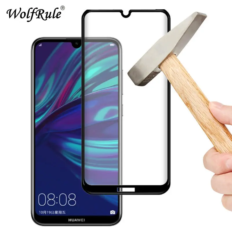 2 piezas de pel&iacute;cula protectora de pantalla LCD Huawei Y7 Pro 2019 pegamento completo vidrio Y7 Pro 2019 cubierta completa vidrio templado para Huawei Enjoy 9-1