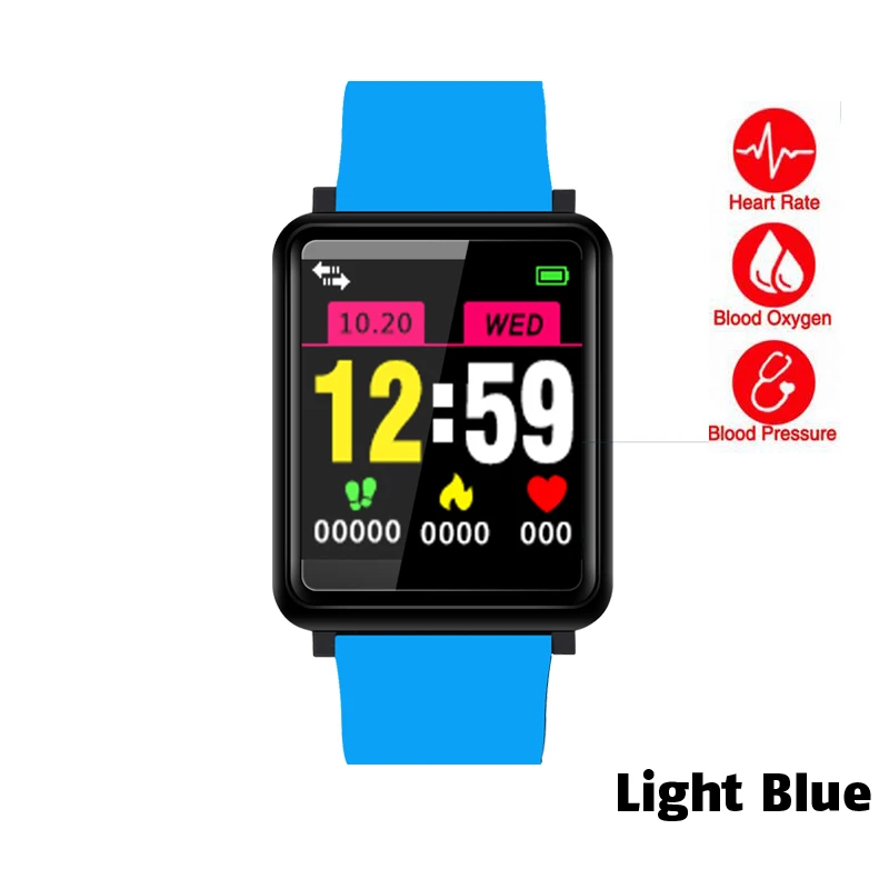 light blue F1, умный Браслет, фитнес-трекер, мужские спортивные Смарт-часы, смарт-браслет, пульсометр, кровяное давление, часы для Android IOS - Цвет: light blue